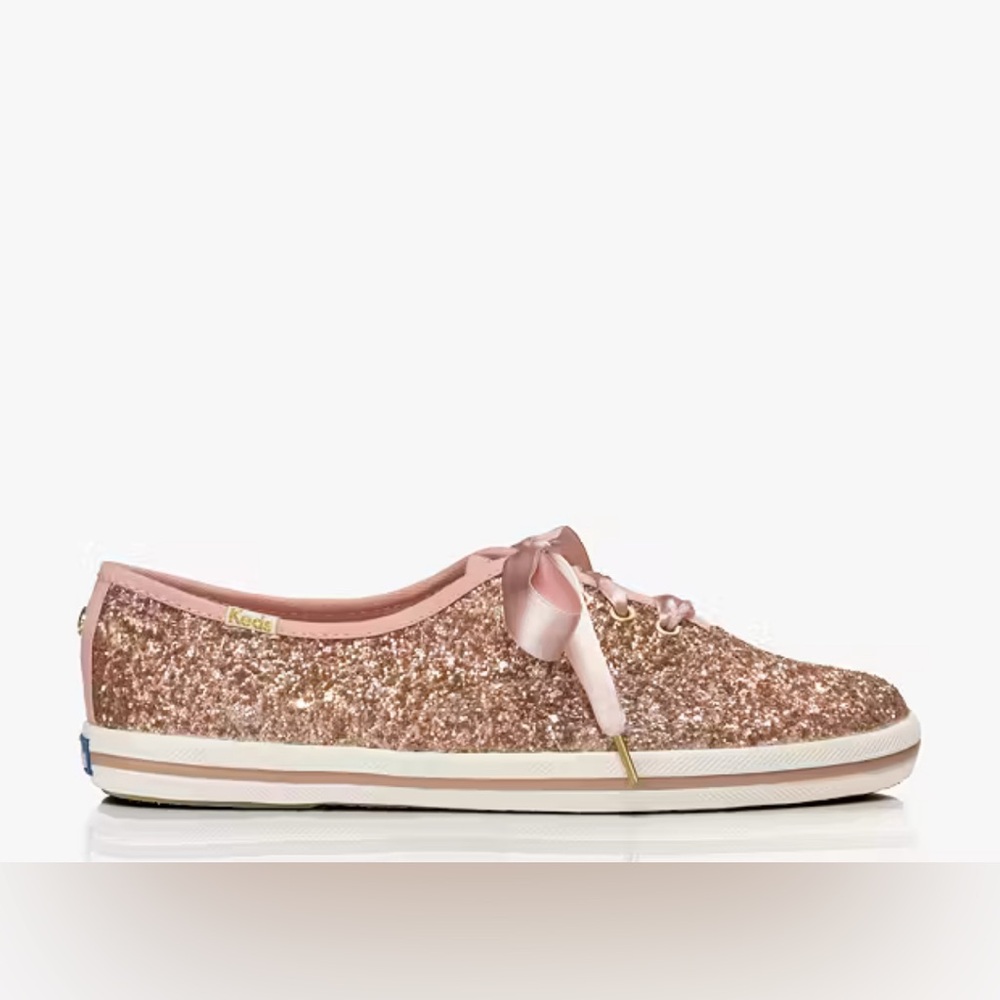 Keds X Kate Spade New York Rose Gold Glitter Sneakers Tennis Shoes - Picture 3 of 16